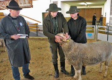 Dr. Christian Mendel (l.) unterrichtet im Triesdorfer Schferlehrgang 2. Im Bild die (inzwischen fertigen) Tierwirte  Fachrichtung Schferei bei der Krung der Bcke in Ansbach bei praktischen bungen am Tier. 