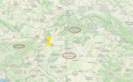 Sowohl in Ungarn als auch der Slowakei kam es im März 2025 zu Ausbrüchen der Maul- und Klauenseuche nahe der österreichischen Grenze. Die gelben Punkte markieren in etwa die Ausbruchszentren.