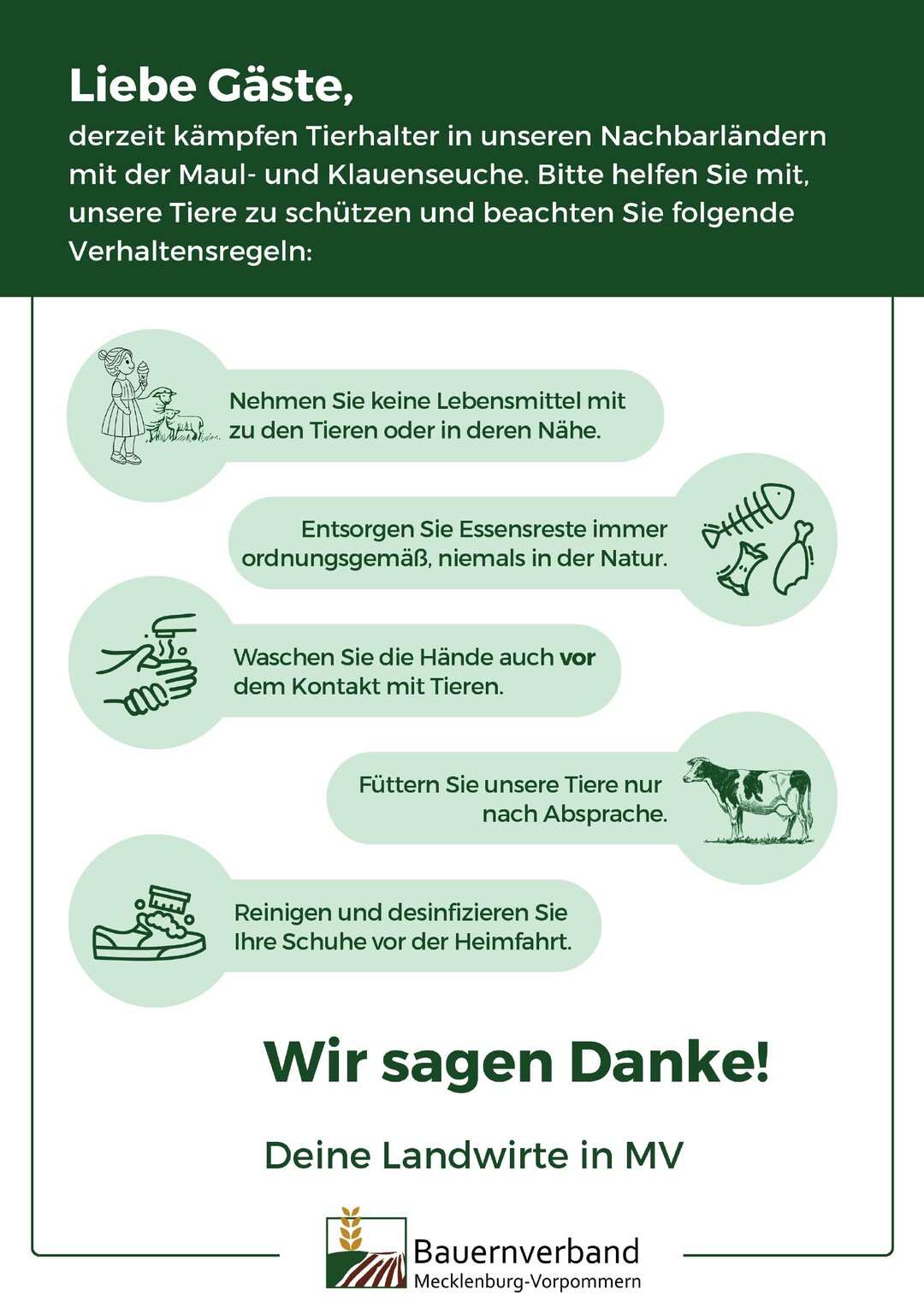 sowie Hinweisschilder fr Gste