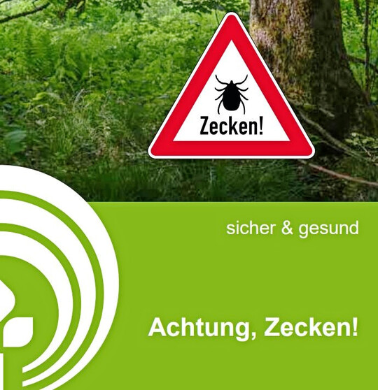 Auszug des Deckblatts des Faltblatts F28 �Achtung, Zecken!�