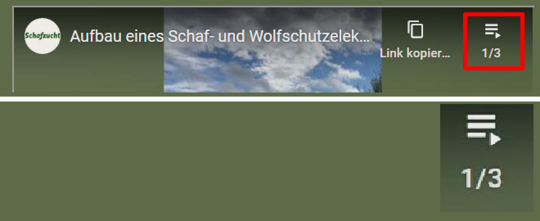 Klicken Sie oben rechts auf das Symbol mit den 3 Balken, um die einzelnen Videos der Playlist angezeigt zu bekommen.